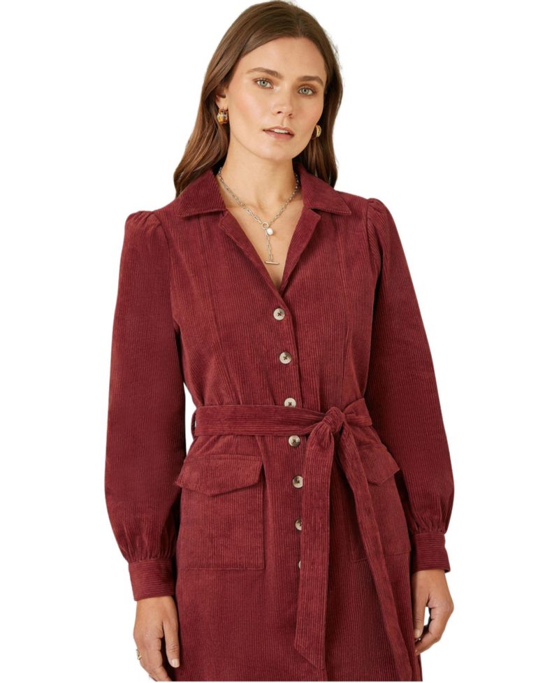 Women's Cord Midi Shirt Dress