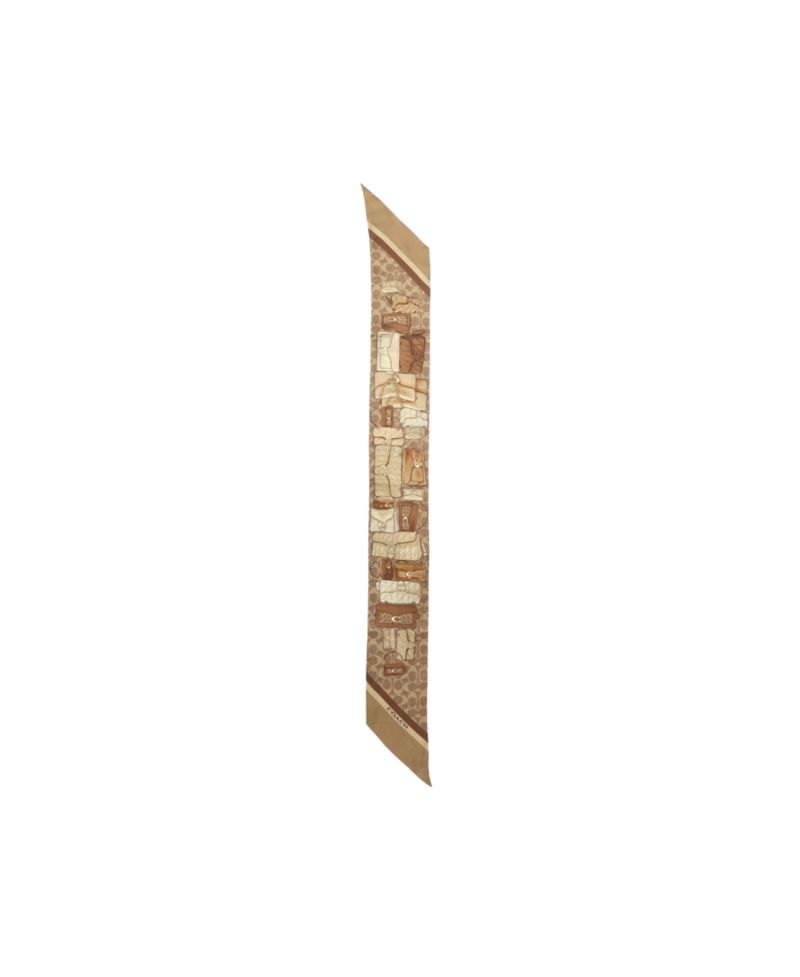 Stacked Tabby Bags Print Silk Skinny Scarf