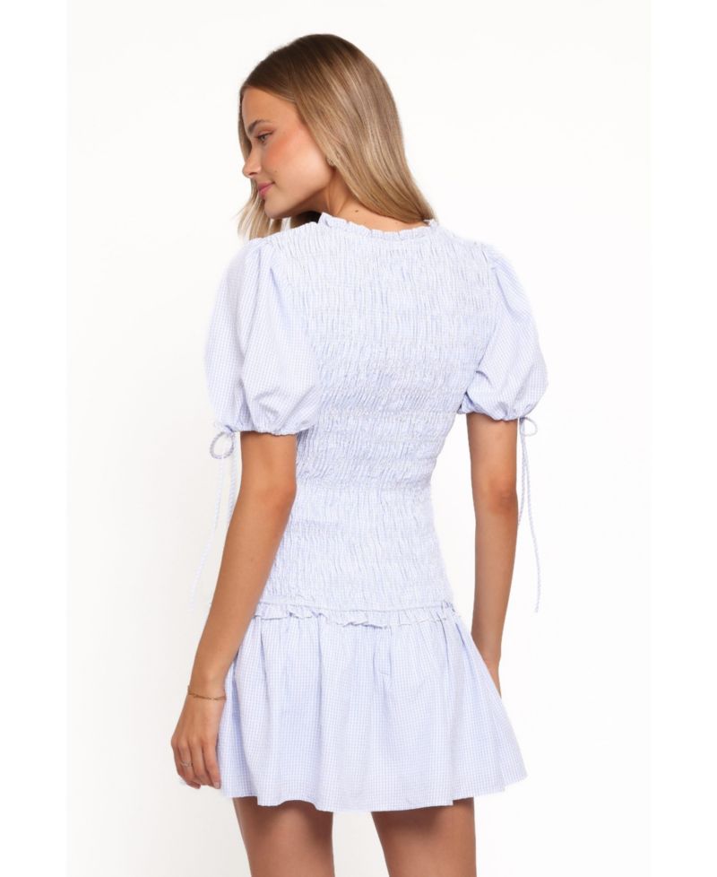 Women's Kaelyn Fit & Flare Puff Sleeve Gingham Mini Dress