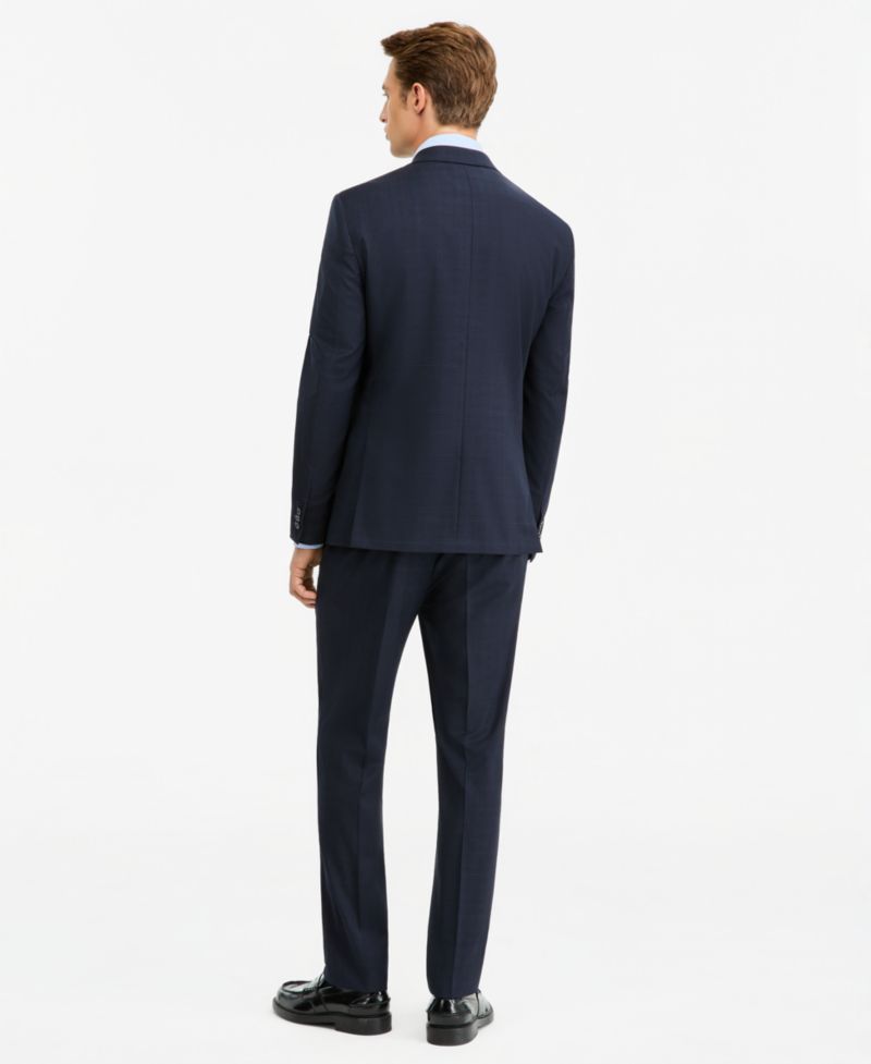 Men's Slim-Fit Wool-Blend Plaid Suit Pants