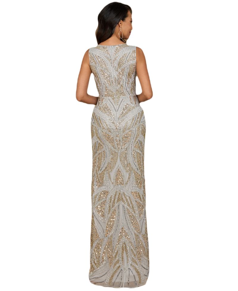 Women's Beaded V-Neck Gown