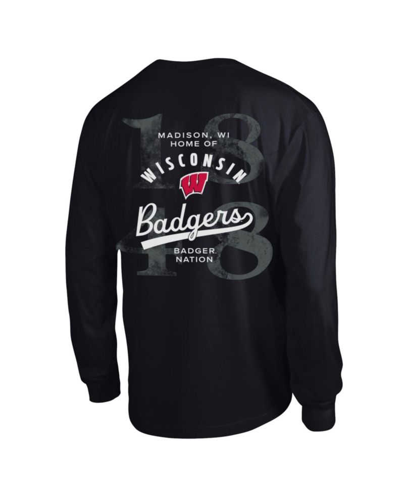 Men's Black Wisconsin Badgers Laminated All-Star Long Sleeve T-Shirt