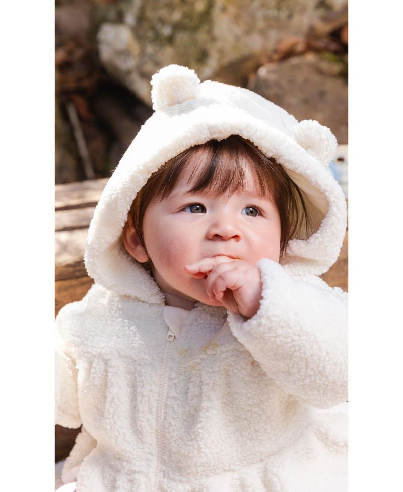 Baby Girls (3M-24M) Hooded Zip Sherpa Jacket