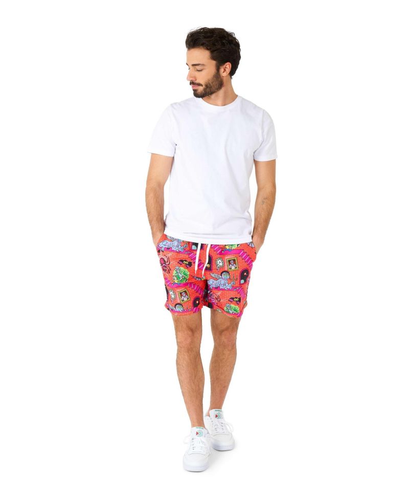 Men's Hawaiian 2 Piece Set - Rick & Morty Summer Beach Wear - Slim Fit - Includes Short Sleeve Shirt and Shorts