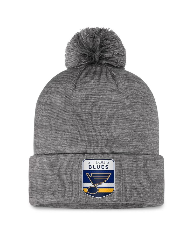 Men's Gray St. Louis Blues Authentic Pro Home Ice Cuffed Knit Hat with Pom