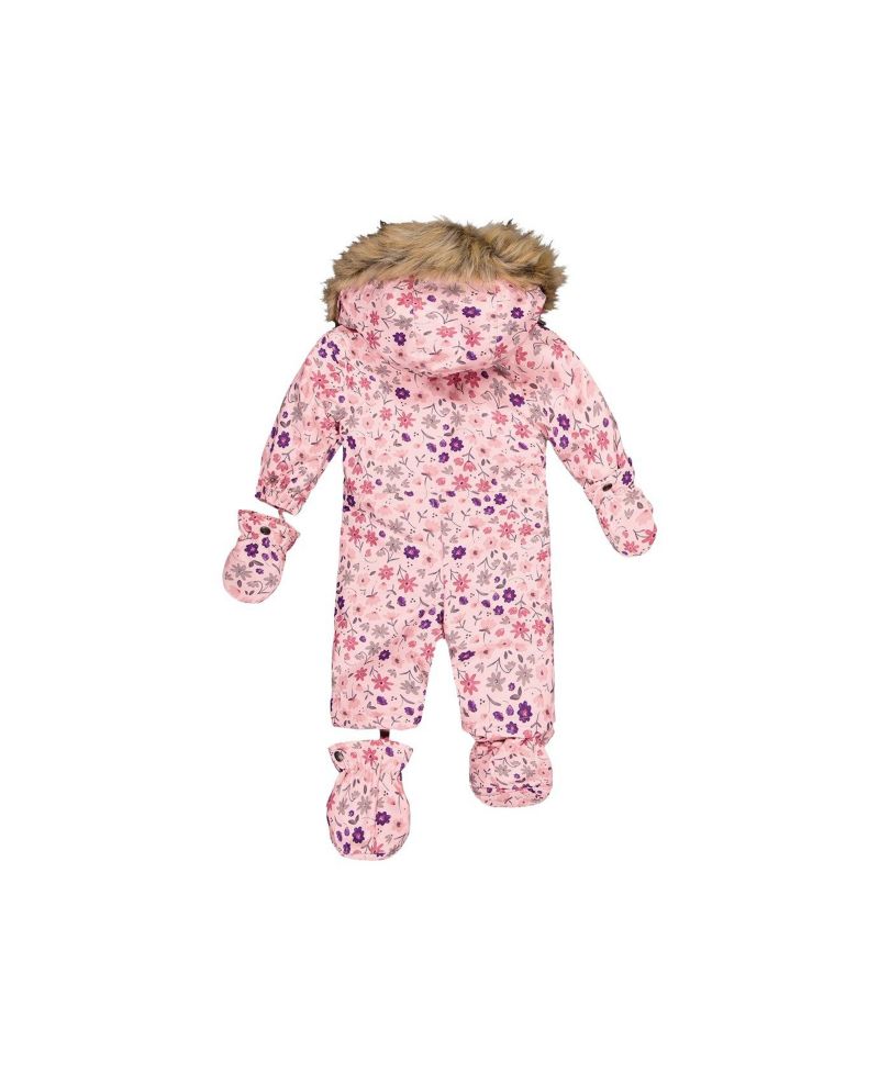 Baby Girl ( 6M to 24 M ) One Piece Snowsuit Adapted for Car Seats Mini Flower Print