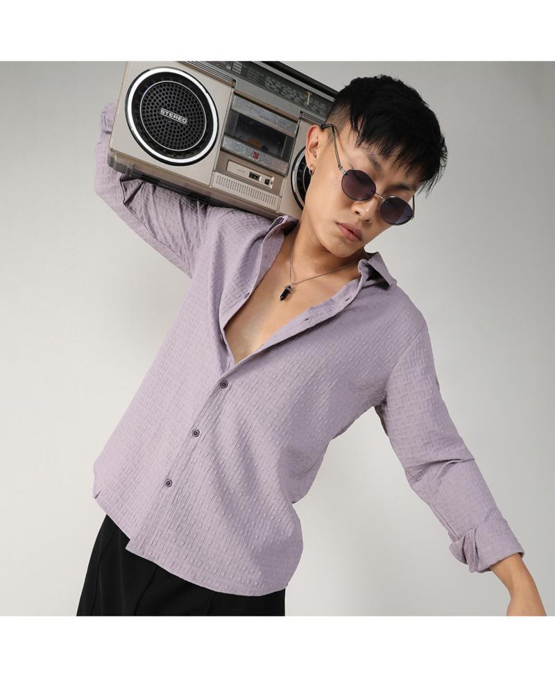 Men's Lavender Textured Weave Shirt
