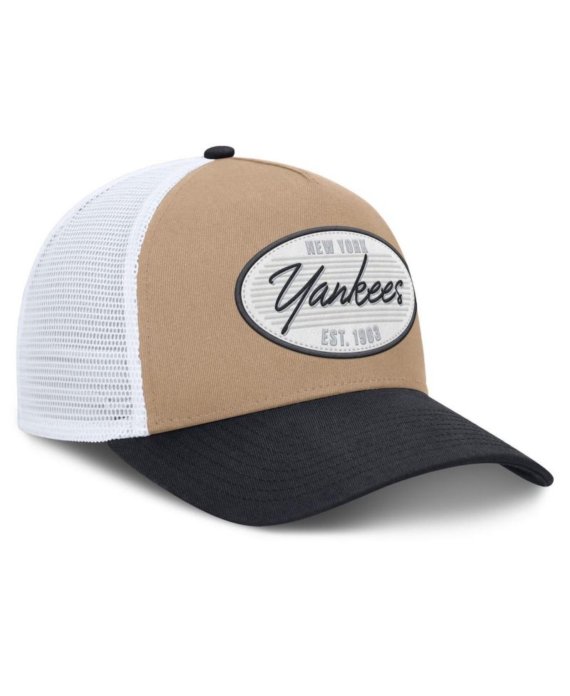 Men's Khaki/Navy New York Yankees Rise A-Frame Trucker Adjustable Hat