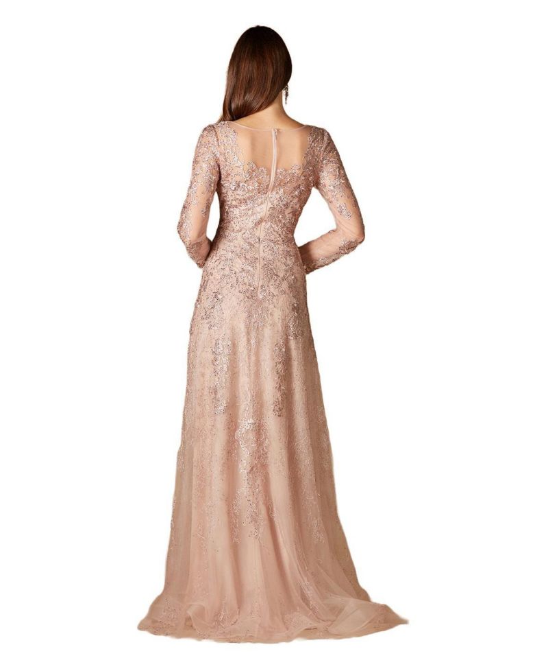 Women's Long Sleeve V-Neck Lace Gown