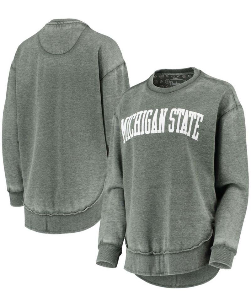 Women's Green Michigan State Spartans Vintage-Like Wash Pullover Sweatshirt