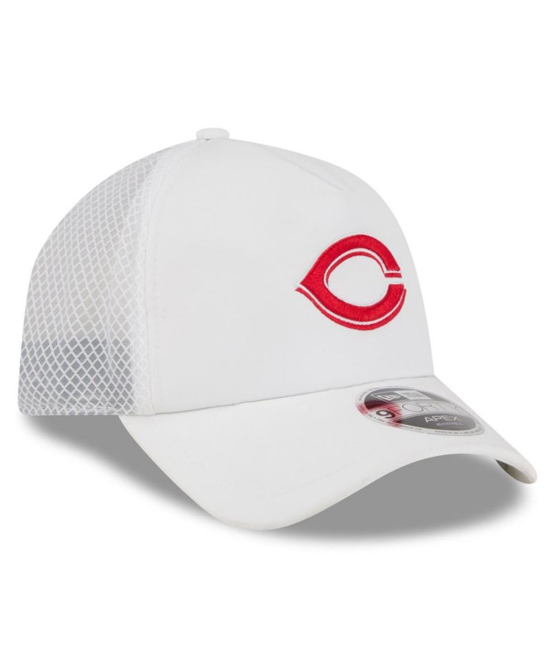 Men's White Cincinnati Reds 2026 Batting Practice Apex 9FORTY Adjustable Trucker Hat