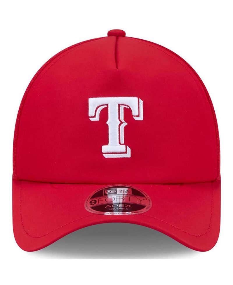 Men's Red Texas Rangers 2026 Batting Practice Apex 9FORTY Adjustable Trucker Hat