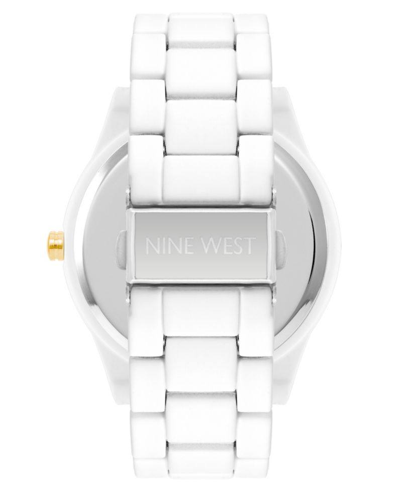 Women's Quartz Matte White Alloy Link Bracelet Watch, 42mm