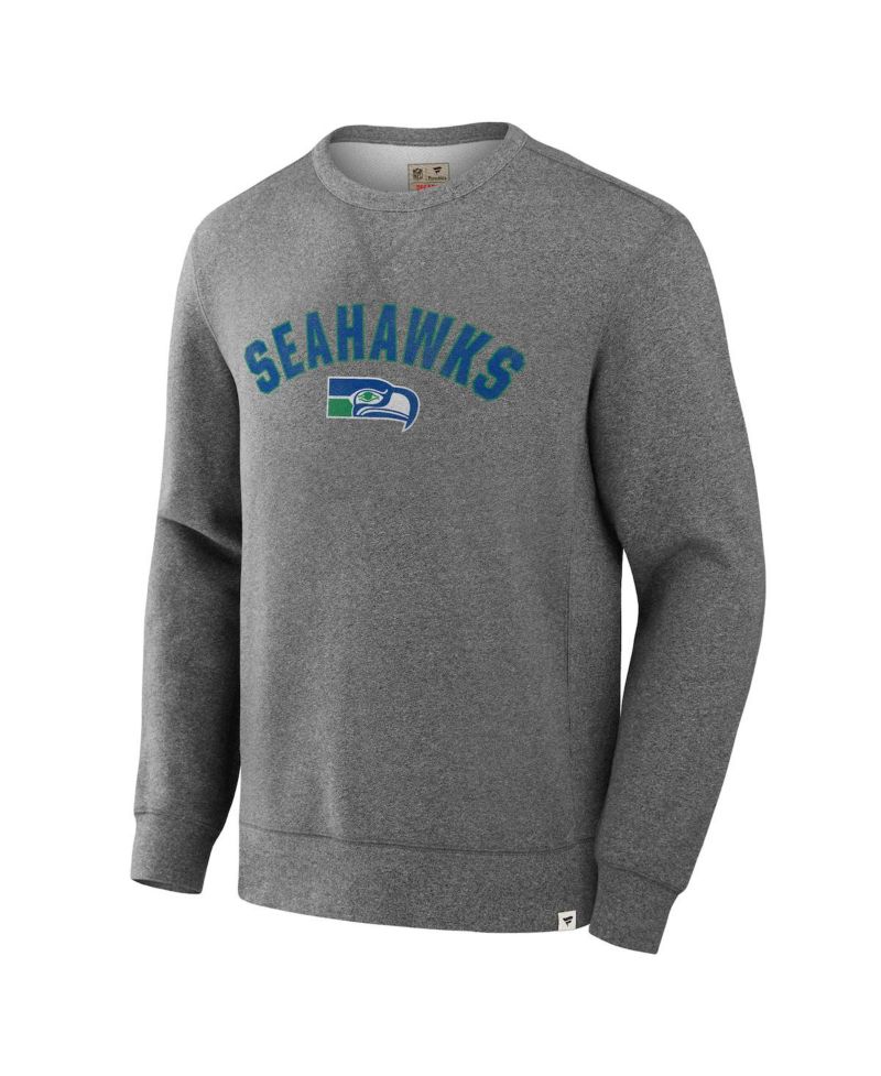 Men's Heather Gray Seattle Seahawks Loop Terry Pullover Sweatshirt