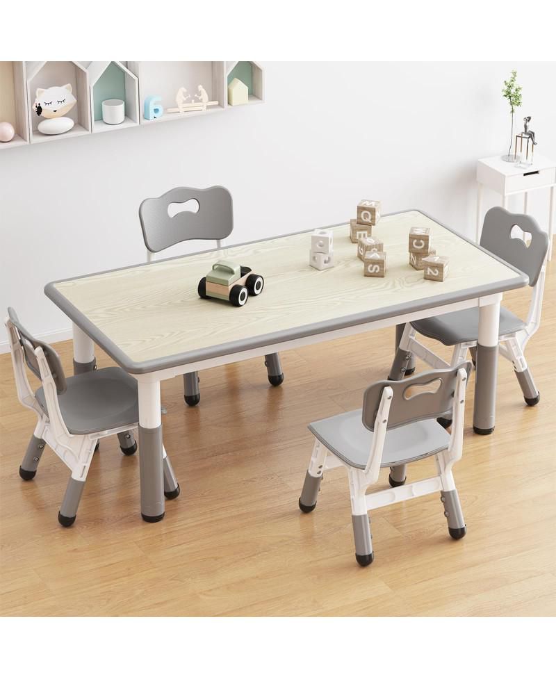 Kids Table and Chair Set, Height Adjustable Toddler Table and 4 Chairs Set for Ages 2-10, Graffiti Desktop, Non-Slip Legs, Arts & Crafts Table, Children Activity Table for Daycare Classroom Home
