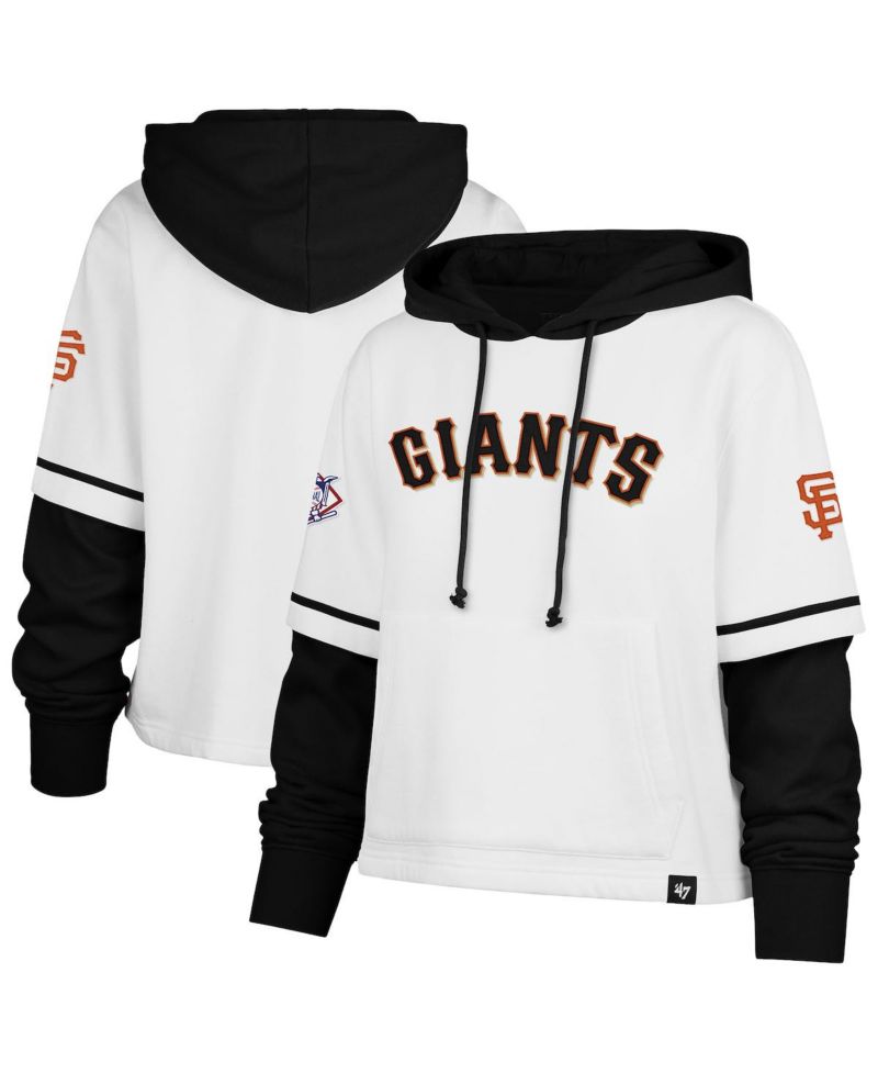 Women's White San Francisco Giants Trifecta Shortstop Cropped Pullover Hoodie