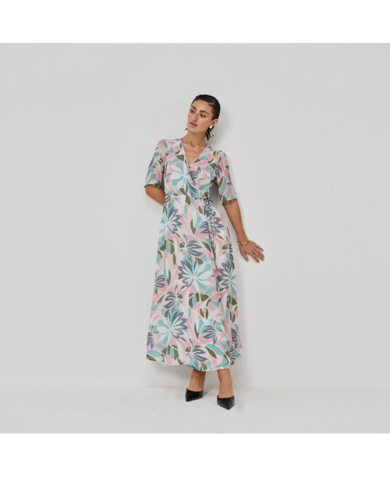 Women's Floral Print A-Line Wrap Maxi Dress