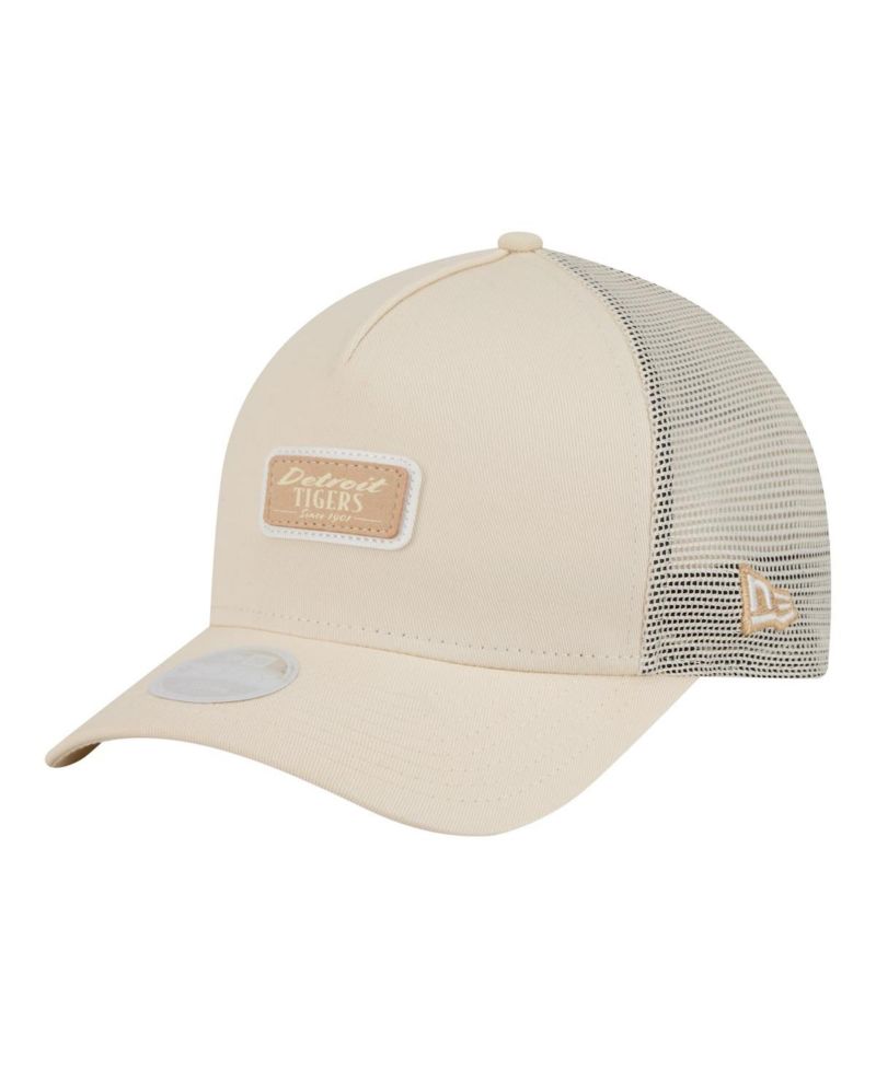 Women's Light Beige Detroit Tigers Tonal Patch 9FORTY M-Crown A-Frame Trucker Adjustable Hat