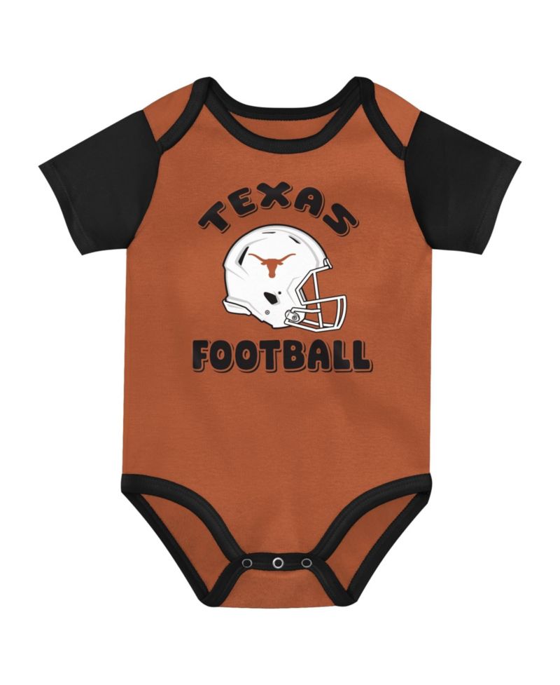 Baby Boys and Girls Brown Texas Longhorns Star Player Three-Piece Bodysuit Set