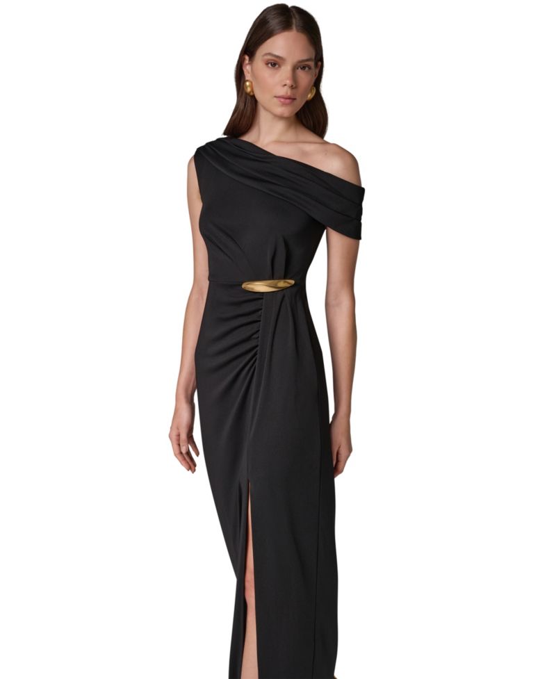 Women's Asymmetric Off-the-Shoulder Ruched Waist Maxi Dress