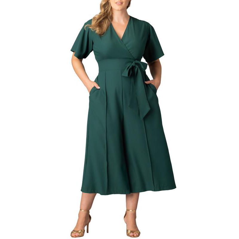 Укороченный комбинезон Эвелин с широкими штанинами большого размера