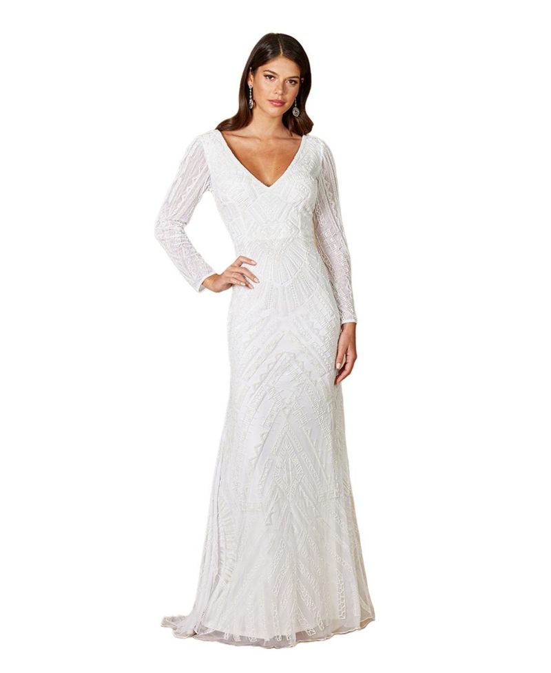 Women's Gretchen V-Neck Long Sleeve Wedding Dress