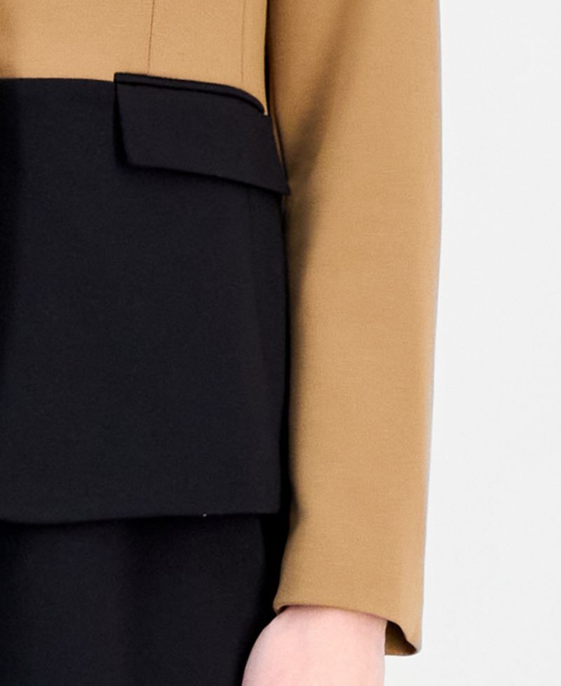 Women's Colorblock One-Button Peplum Jacket and Dress, 2-Piece Set