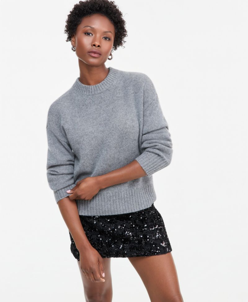Petite 100% Cashmere Relaxed Crewneck Sweater