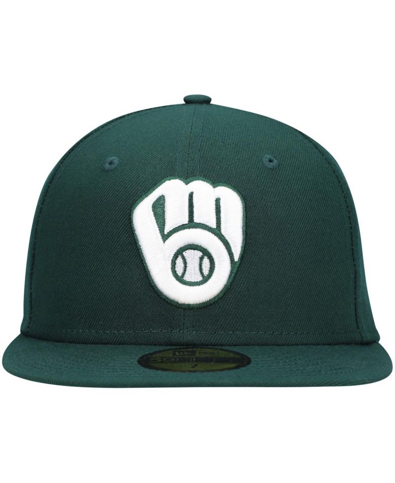 Men's Green Milwaukee Brewers Logo White 59Fifty Fitted Hat
