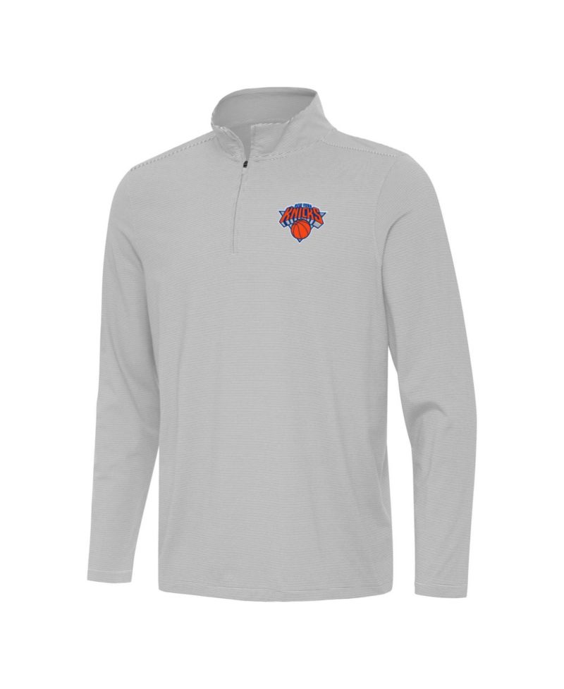 Men's Gray New York Knicks Twine Quarter-Zip Sweatshirt