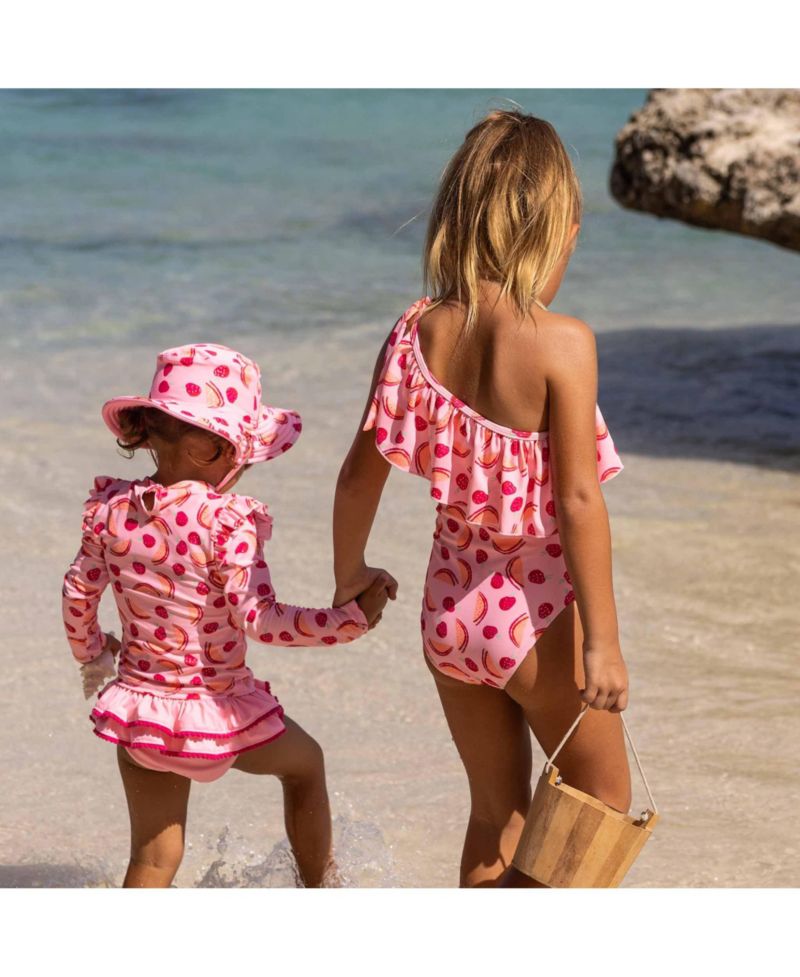 Little Girls Berry Sweet One Shoulder Swimsuit