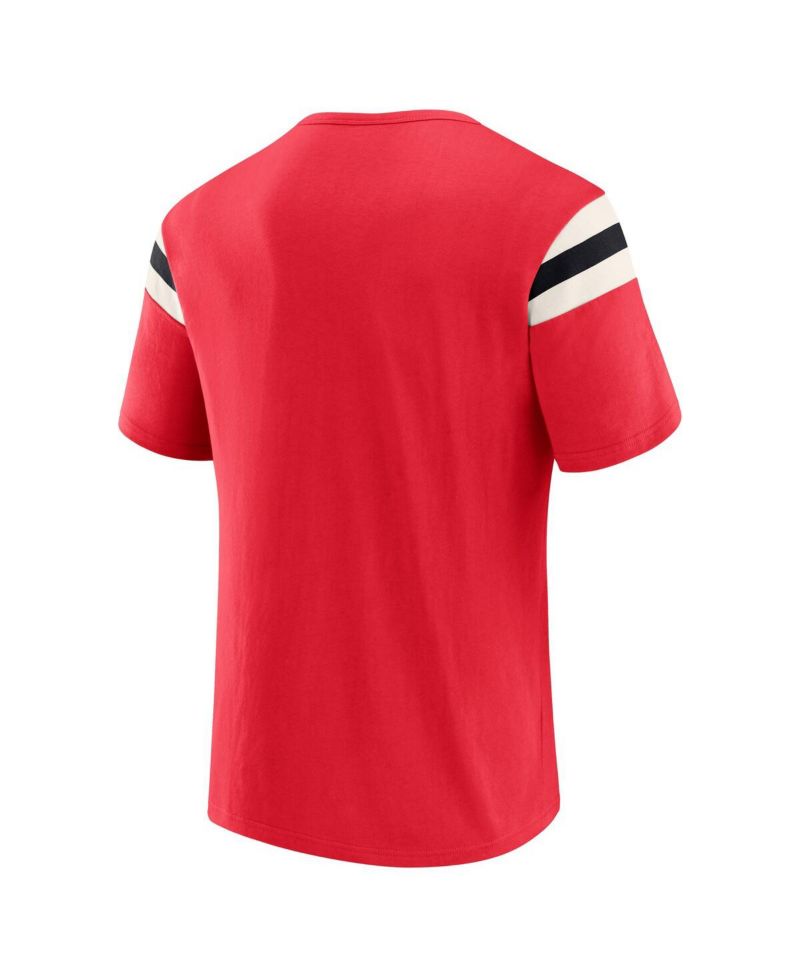 Darius Rucker Collection By Men's Red Cincinnati Reds Distressed Sleeve Stripe T-Shirt