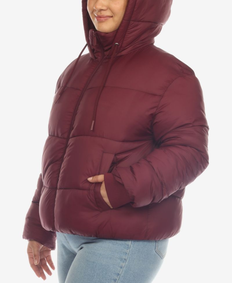 Plus Size Hooded Bomber Puffer Coat