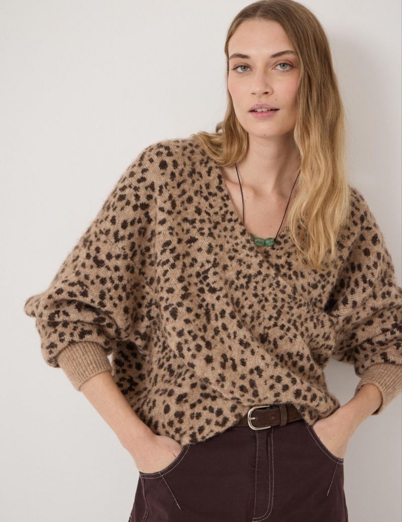 Women's Betty Wool Blend Patterned Wrap Jumper