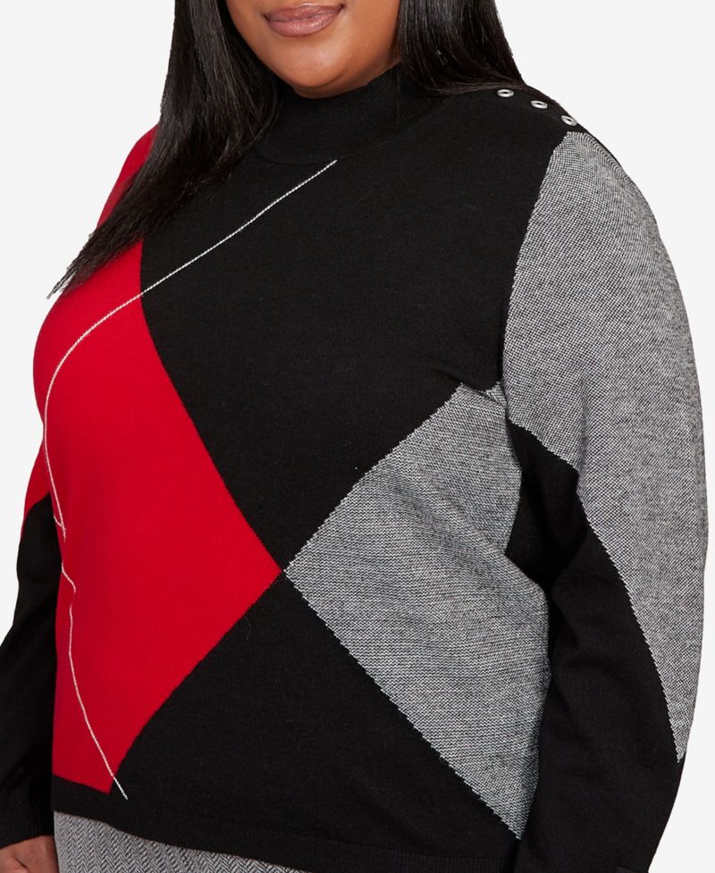 Plus Size Jet Setter Geometric Inner Two in One Sweater