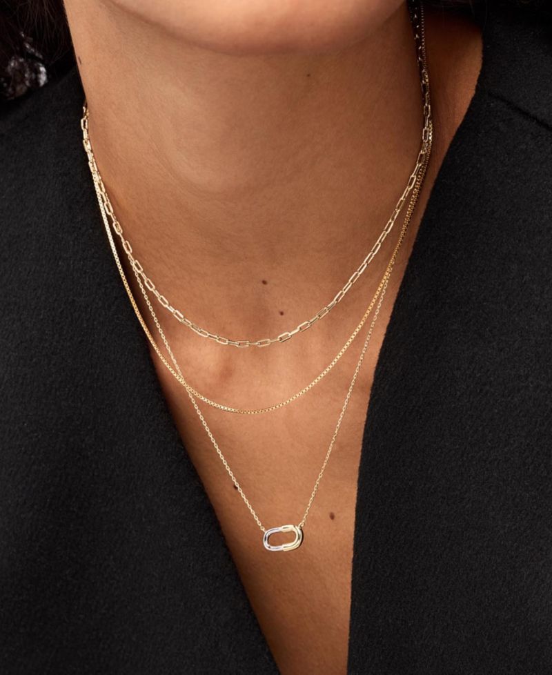 Blake Two-Tone Micropave Gold Pendant Necklace
