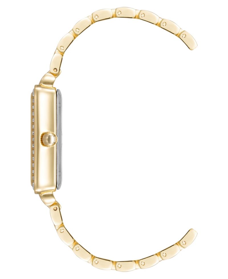 Women's Quartz Rectangular Gold-Tone Metal Alloy Watch, 25mm