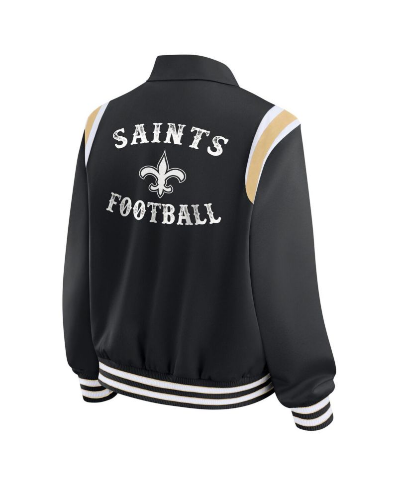 Women's Black New Orleans Saints Varsity Lightweight Full-Snap Jacket