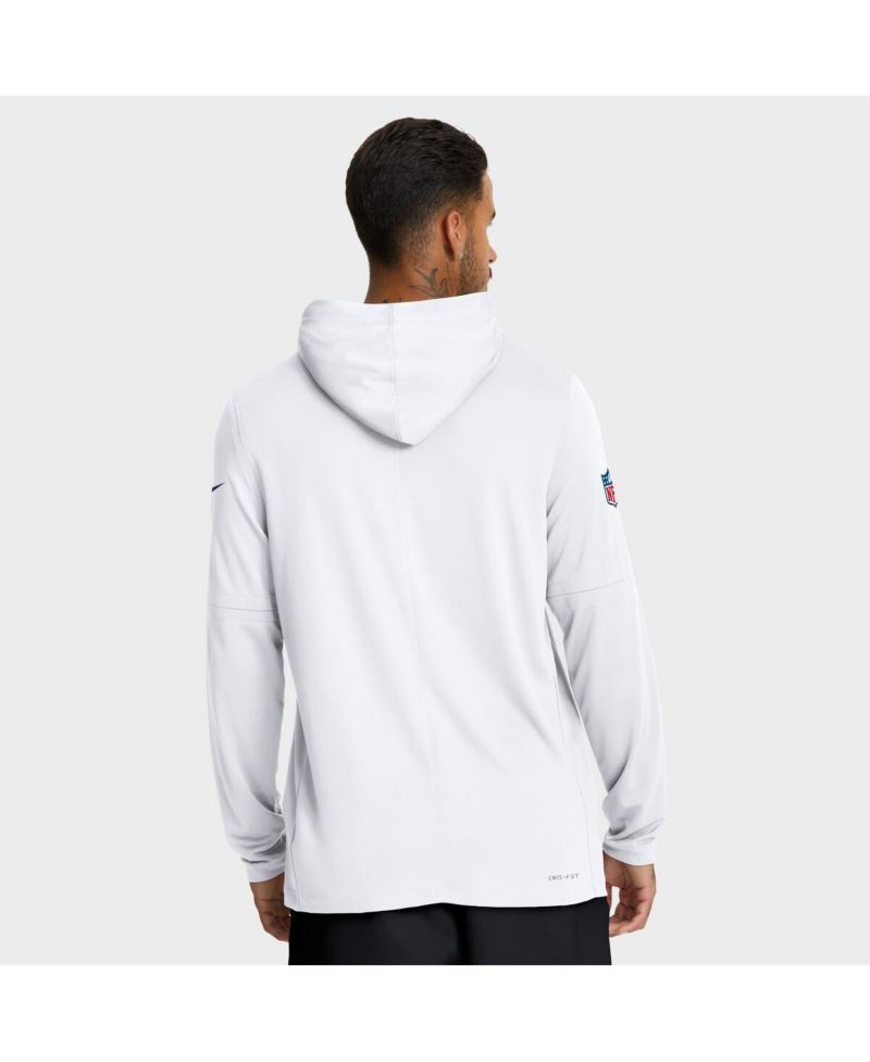 Men's White Minnesota Vikings Sideline Pure Fury Performance Long Sleeve Hoodie T-Shirt