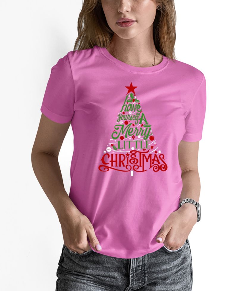 Women’s Have Yourself a Merry Little Christmas Word Art Crew Neck T-Shirt