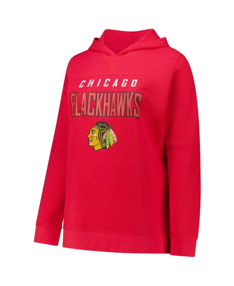 Women's Connor Bedard Red Chicago Blackhawks Plus Size Name & Number Thermal Pullover Hoodie