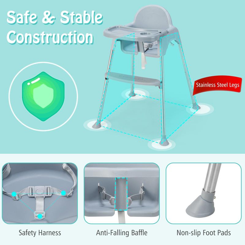 4-in-1 Convertible Baby High Chair with Removable Tray