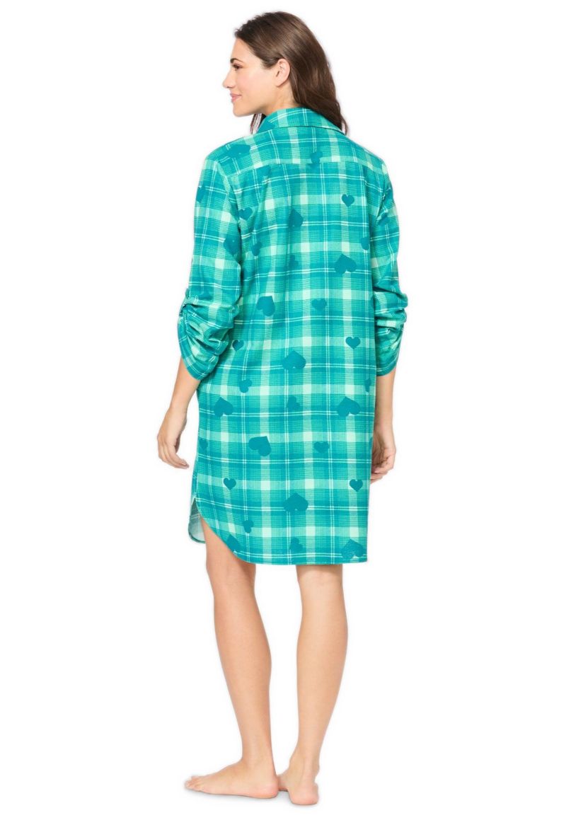 Women's Dreams and Co. Plaid Flannel Button-Front Sleepshirt