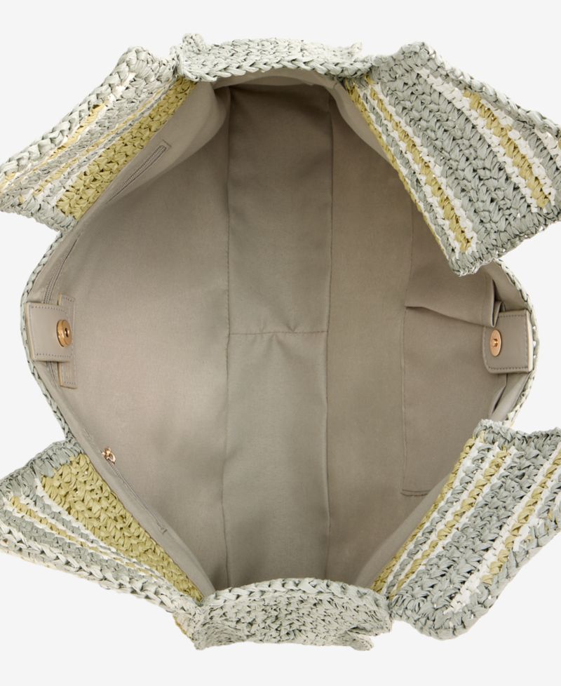 Marled Cut Out Straw Tote