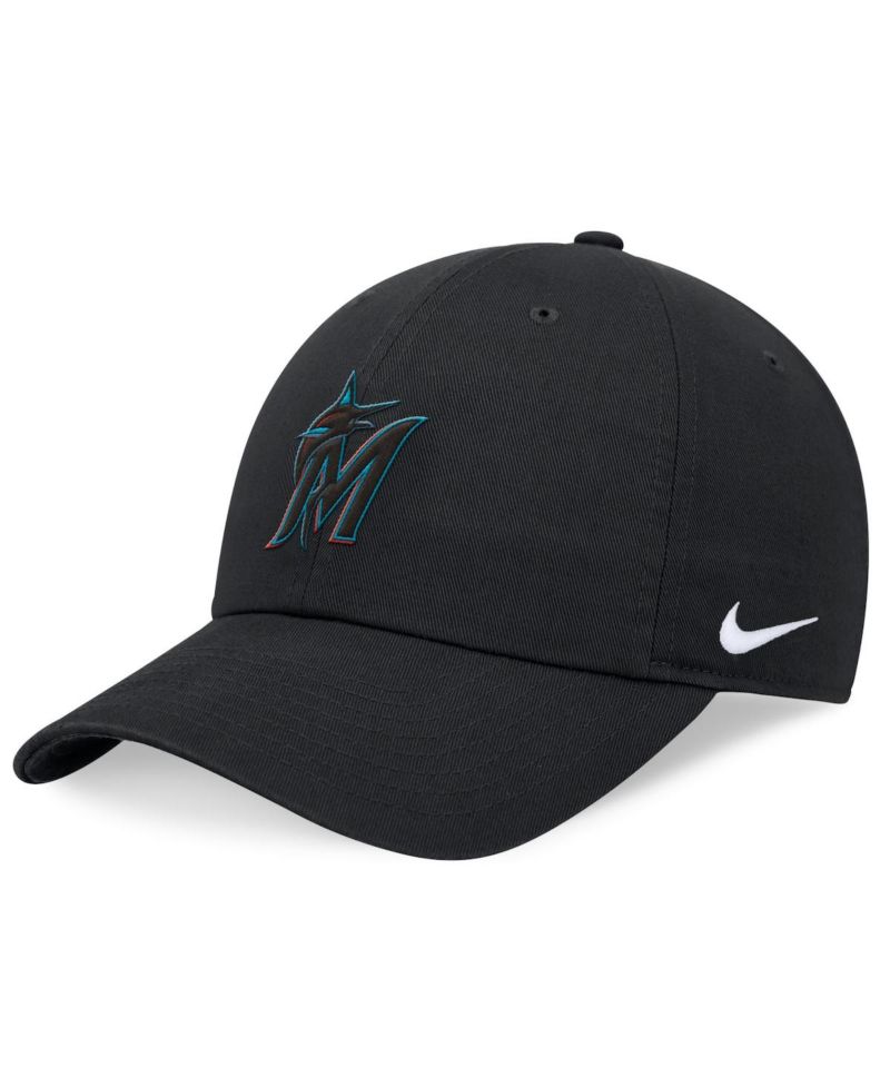 Men's Black Miami Marlins Club Adjustable Hat