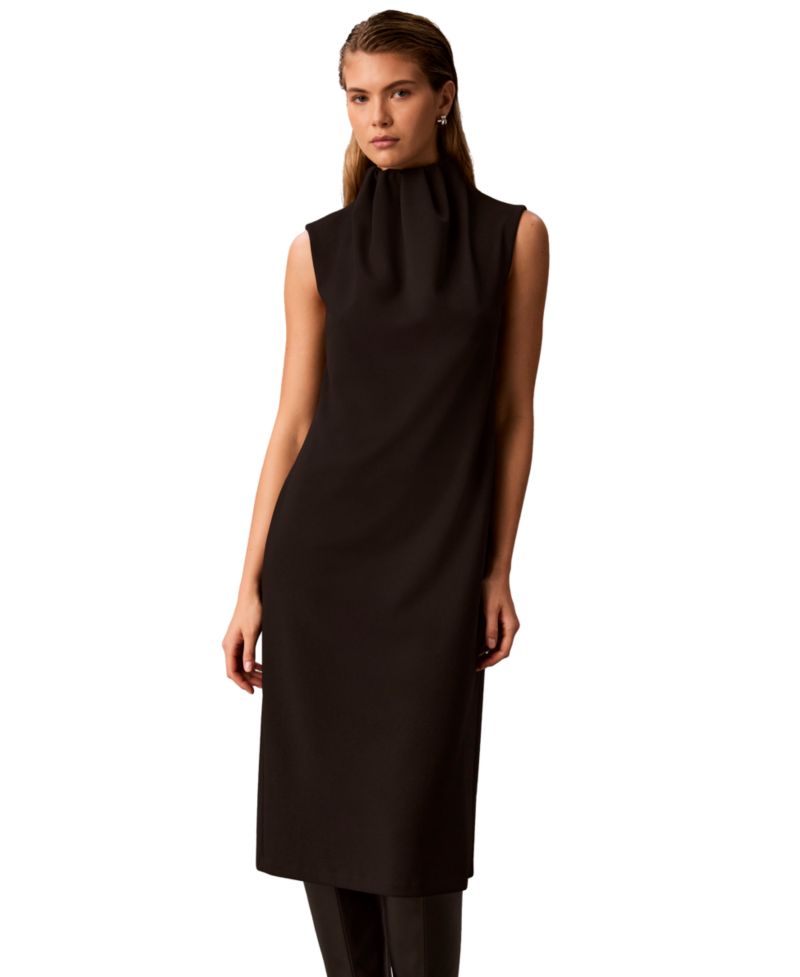 Women's Mock-Neck Sleeveless Midi Dress