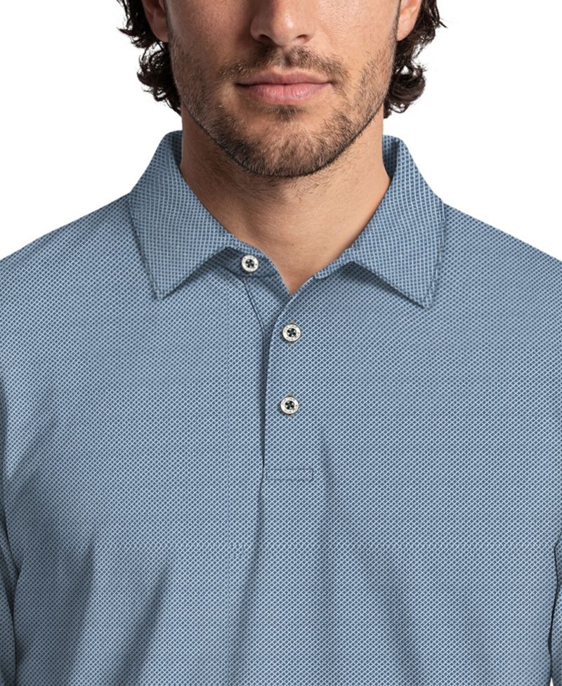 Men's Mini Diamond Jacquard Golf Long-Sleeve Polo Shirt