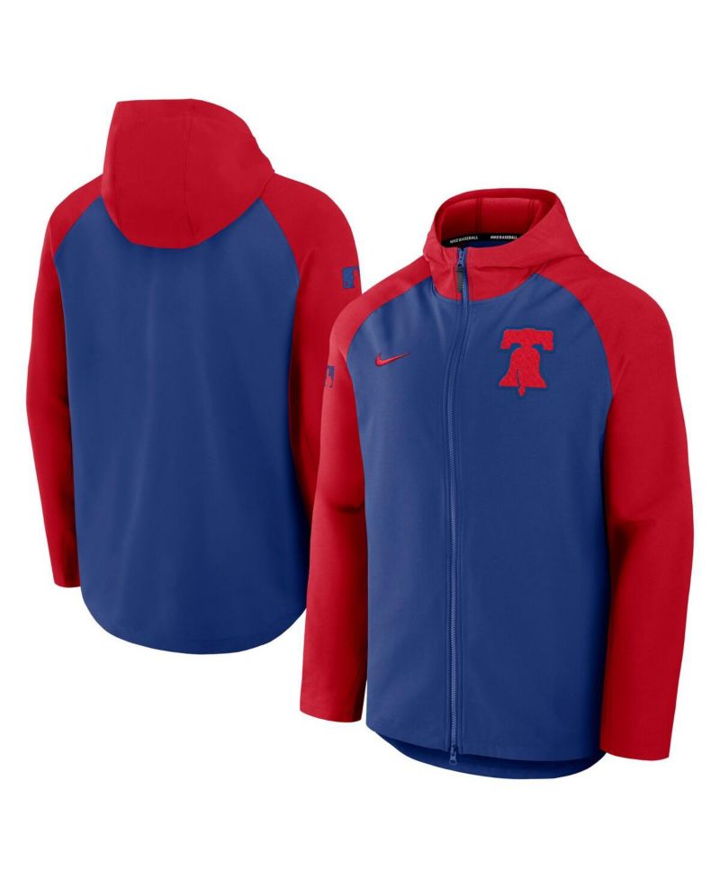 Men's Royal/Red Philadelphia Phillies Authentic Collection Raglan Performance Full-Zip Jacket