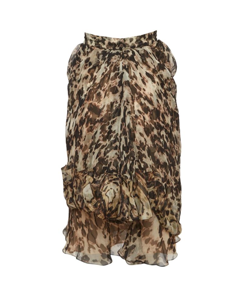 Women's Abstract Print Chiffon Draped Mini Skirt