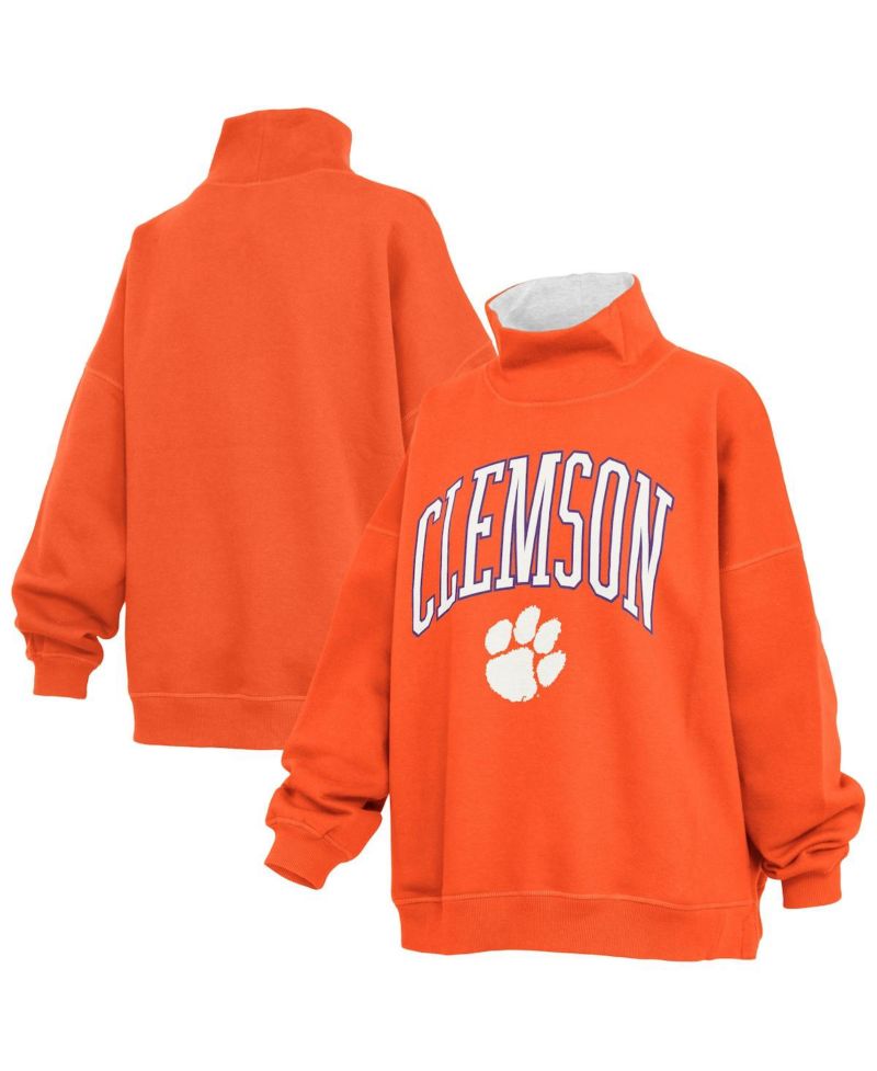 Women's Orange Clemson Tigers Oversized Mock Neck Sweatshirt